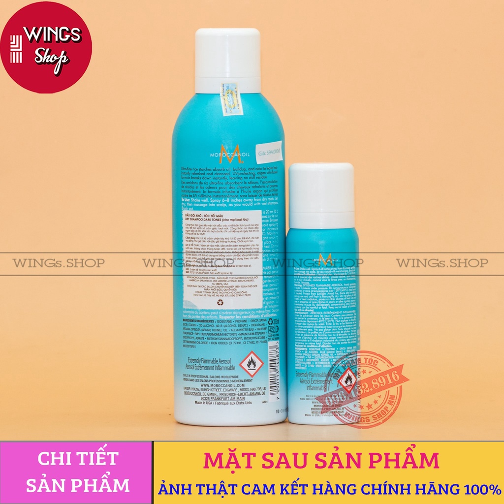 Dầu Gội Khô Moroccanoil Dry Shampoo Dark Tones  Dầu gội khô cho tóc tối màu  | Wings Shop