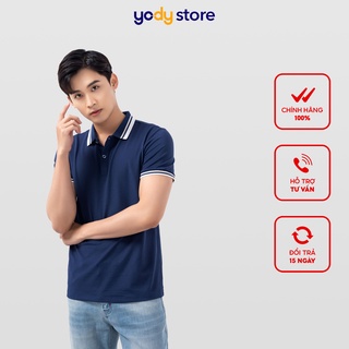 Áo phông polo phối bo 02 YODY chất thun thấm hút mồ hôi kẻ phối cổ và cánh tay - APM3641