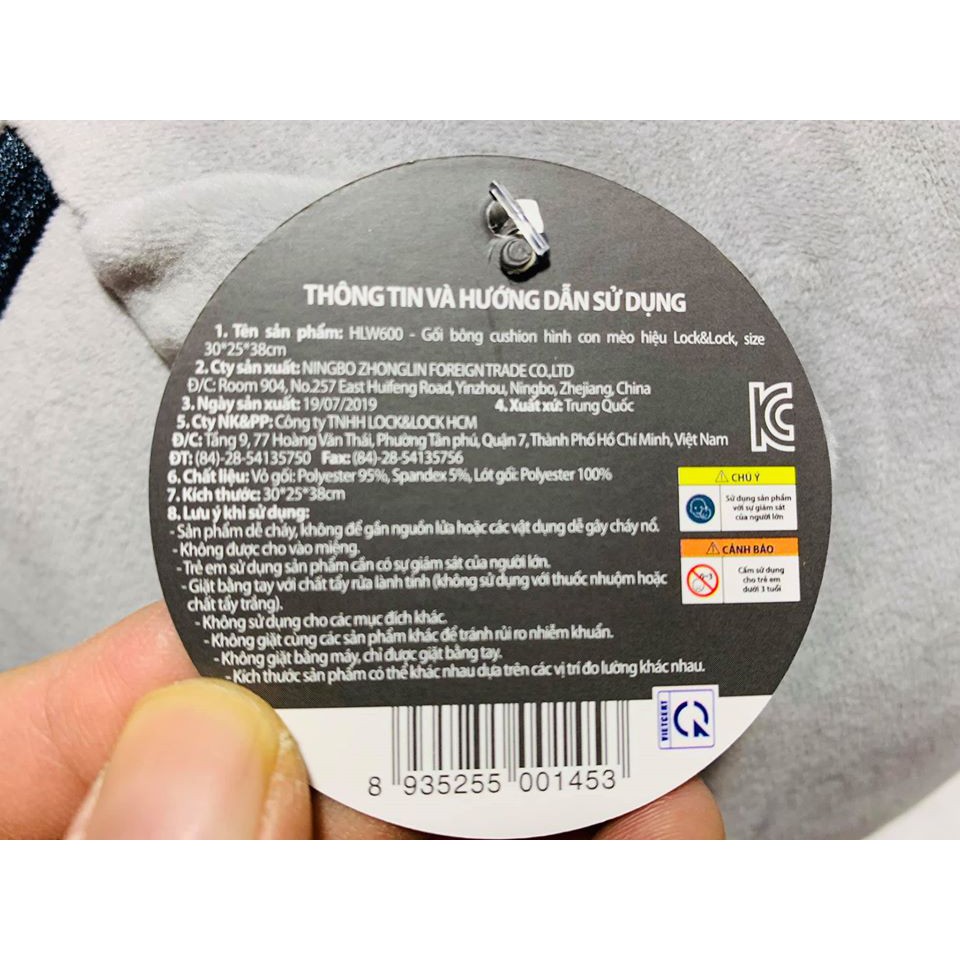 Gối bông Cushion hình con mèo Lock&Lock HLW600