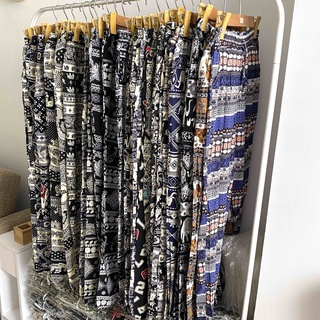 [Hàng có sẵn] Quần lanh dài thổ cẩm Freesize (size 40-70kg)