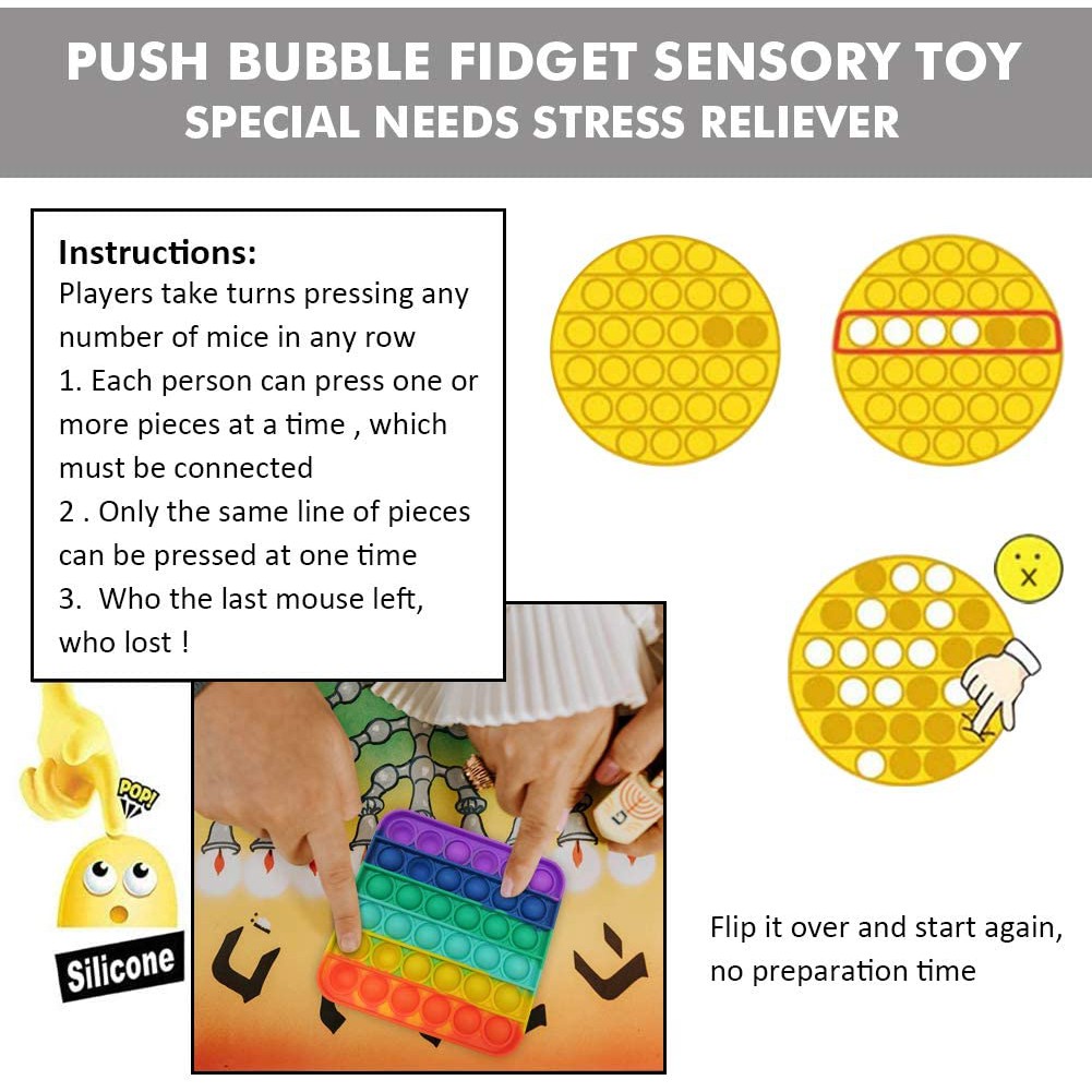 Pop Its Round Fidget Toy Push Bubble Stress Relief Kids Pop It Tiktok Đồ chơi bóp bong bóng giúp giảm căng thẳng cho trẻ em và người lớn