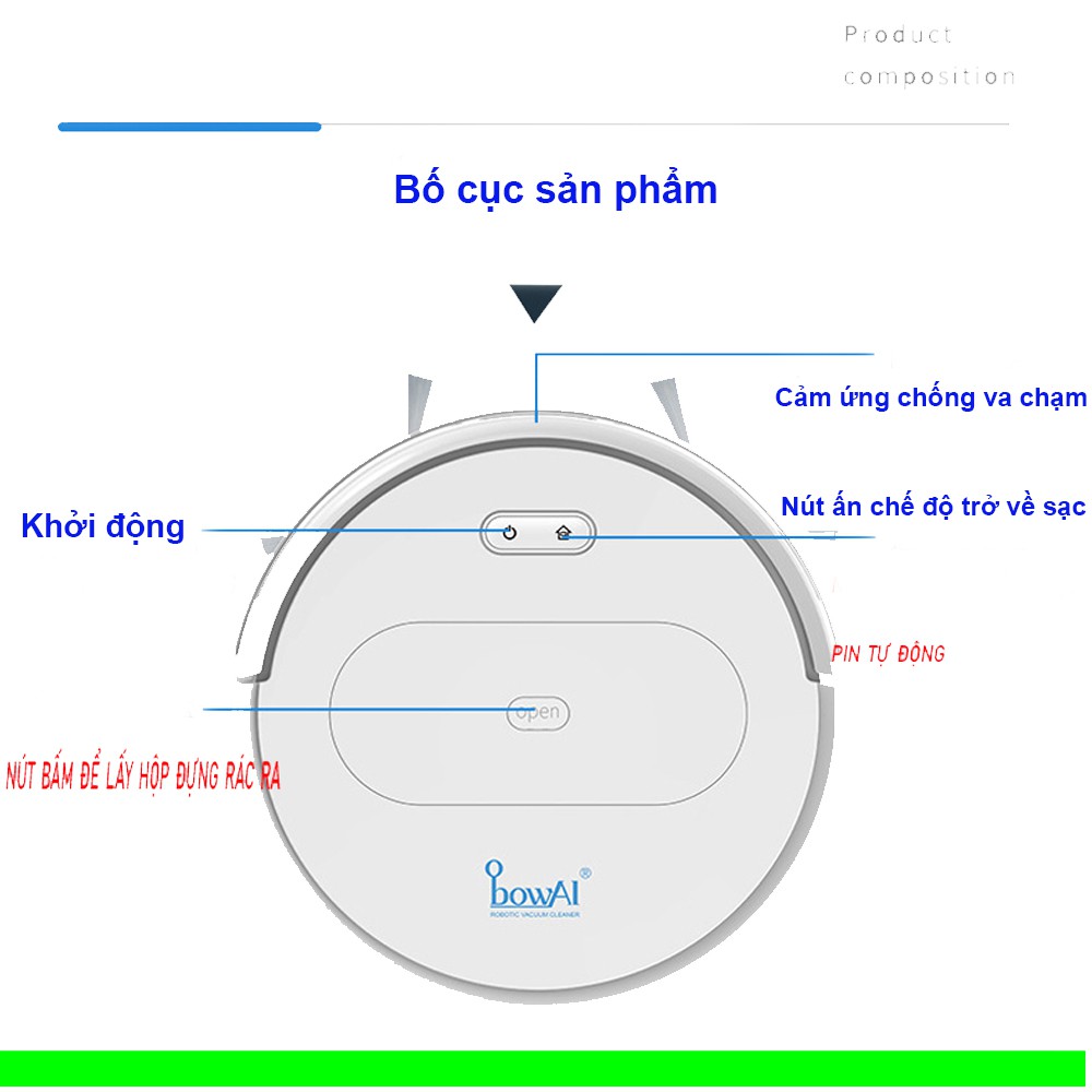 Robot Hút Bụi Thông Minh, Máy Hút Bụi Cao Cấp OB11 -  Tự Động Sạc, Khiển App+Remote, Chống Rơi, Lập Trình Đường Đi