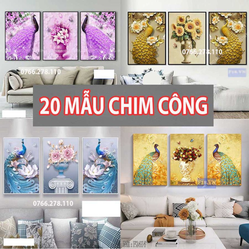 Tranh Treo Tường Chim Công - Khổng Tước Phú Quý - Khung Gỗ Tốt Nhất Thế Giới - Trực Tiếp Xưởng Sản Xuất