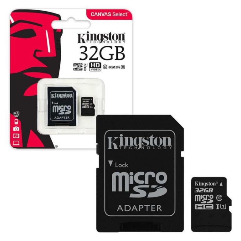 Kingston Thẻ nhớ MicroSD Class 10 (Kèm Adapter) -32GB-Bảo Hành 5 Năm-Hàng Chính Hãng