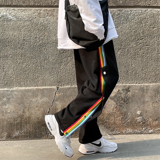 Quần dài thể thao nam ống rộng thời trang phong cách Hàn Quốc khuôn viên trẻ tuổi