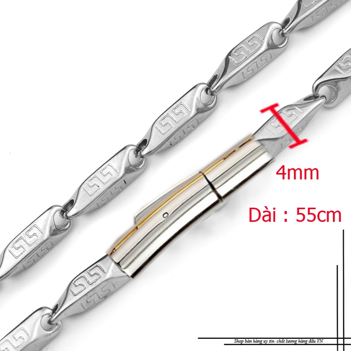 Dây chuyền inox nam 4ly hỏa tiễn khóa vip chạm vạn lí trường thành sáng đẹp, không đen, thể hiện đẳng cấp phái mạnh