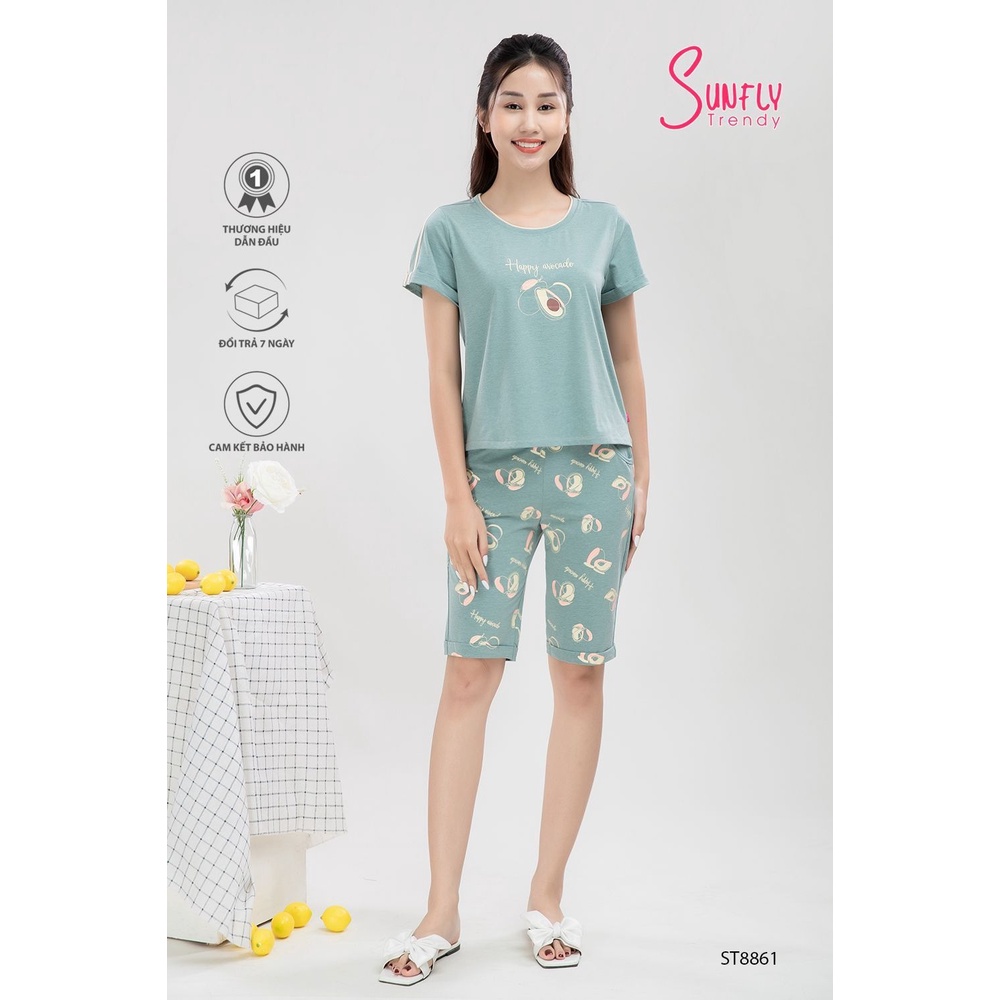ST8861 - BỘ MẶC NHÀ COTTON ÁO CỘC QUẦN TRÊN GỐI