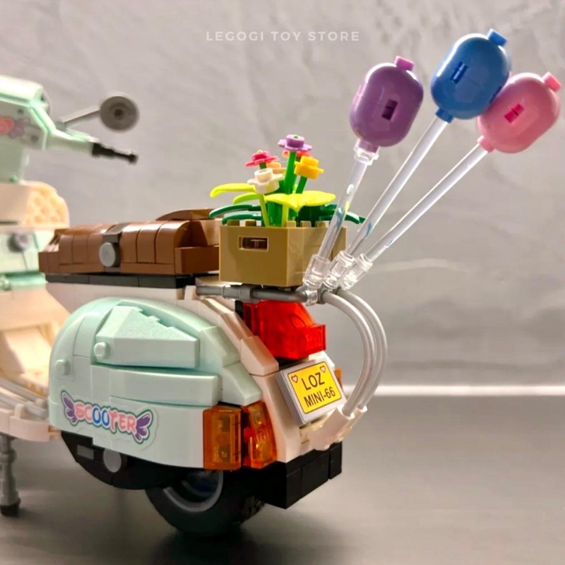 Đồ chơi xếp hình Legogi Xe cưới Xe máy Vespa 670 mảnh ghép mô hình Loz Mini 1119 1117 mô hình trưng bày trang trí
