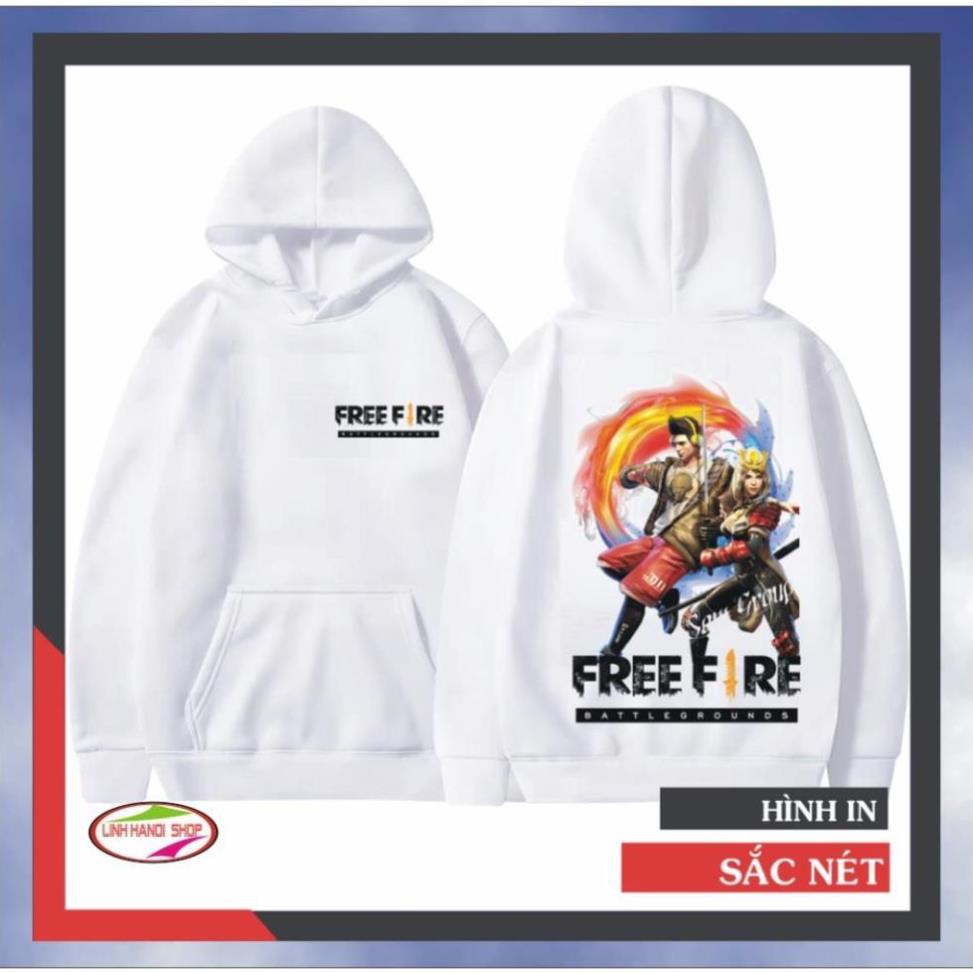 Áo khoác Hoodie màu trắng chất liệu nỉ bông mềm mại in hình NAM ĐEO TAI NGHE đậm chất Game thủ FREE FIRE 2022 !
