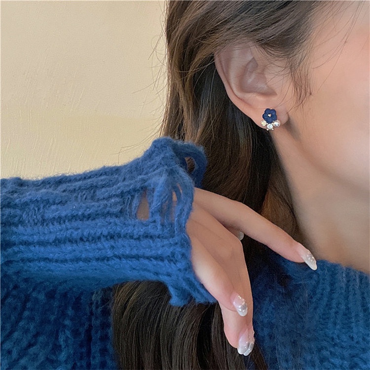 Khuyên tai kẹp không bấm lỗ chốt cố định K079 bằng hợp kim mạ vàng hình bông hoa dáng ngắn Leous Accessories