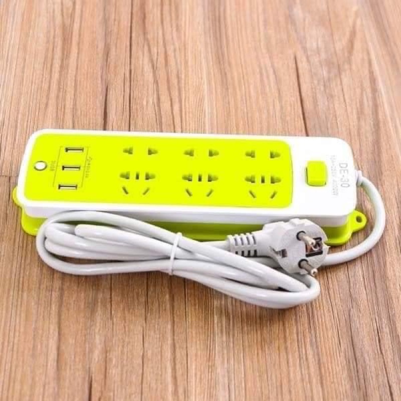 Ổ điện xanh chống giật 6 phích cắm 3 cổng usb đa năng tiện lợi an toàn