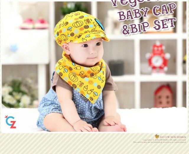 Set mũ kèm khăn yếm siêu kute cho baby dưới 3 tuổi