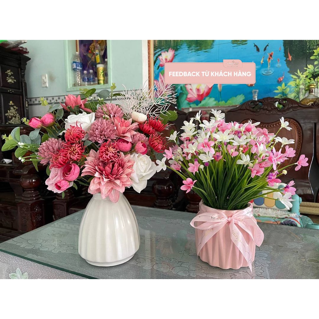 Chậu hoa giả thủy tiên lụa đẹp PKND FLOWER &amp; DECOR PKSH72