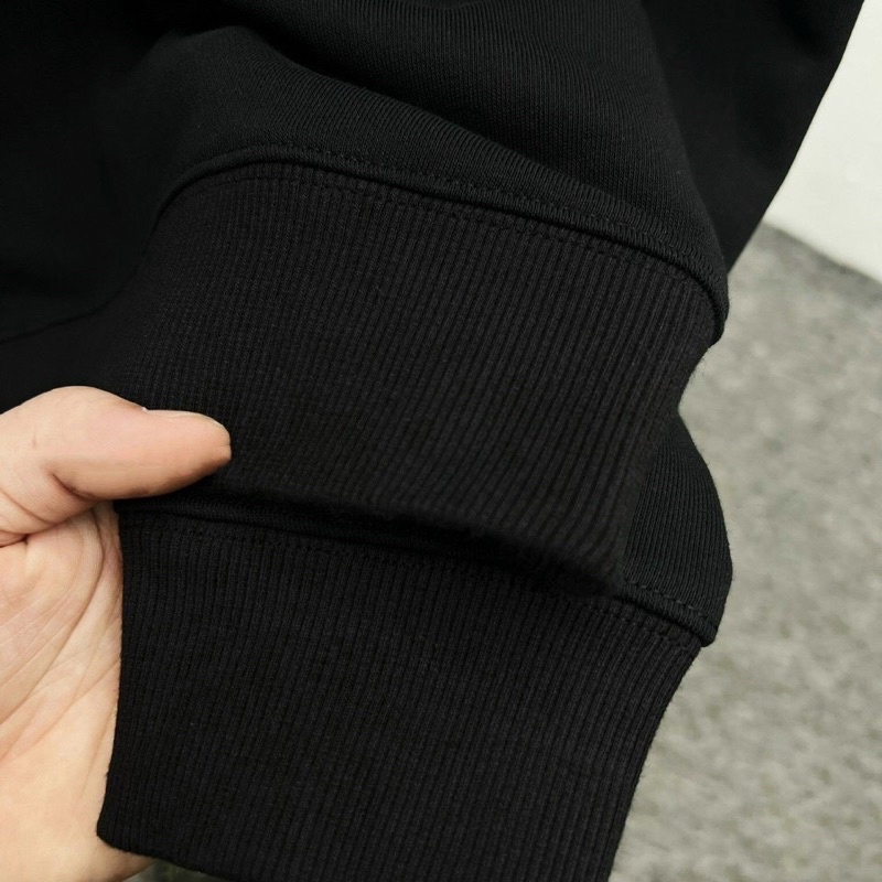 Áo nỉ swearter nam nữ Unisex thêu túi ngực vải bò dệt chữ xích chéo monogram đơn giản dễ phối đồ