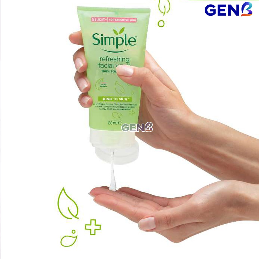 Sửa Rửa Mặt Simple CHÍNH HÃNG + Nước Tẩy Trang Simple cho Da Nhạy Cảm Dầu Mụn Combo Simple Skincare Srm Sữa Rửa Mặt GENB