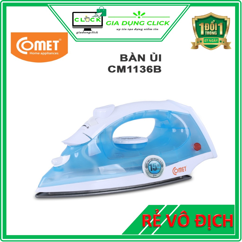 Bàn ủi hơi nước Comet CM1136 -  công suất 1600W - BẢO HÀNH 12 THÁNG