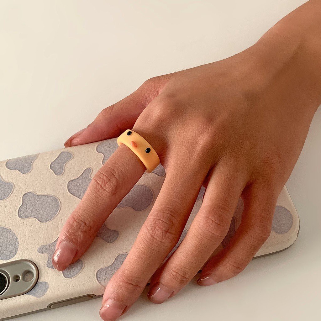 Nhẫn acrylic hình chú ếch nhiều màu sắc dễ thương thời trang Hàn Quốc cho nữ