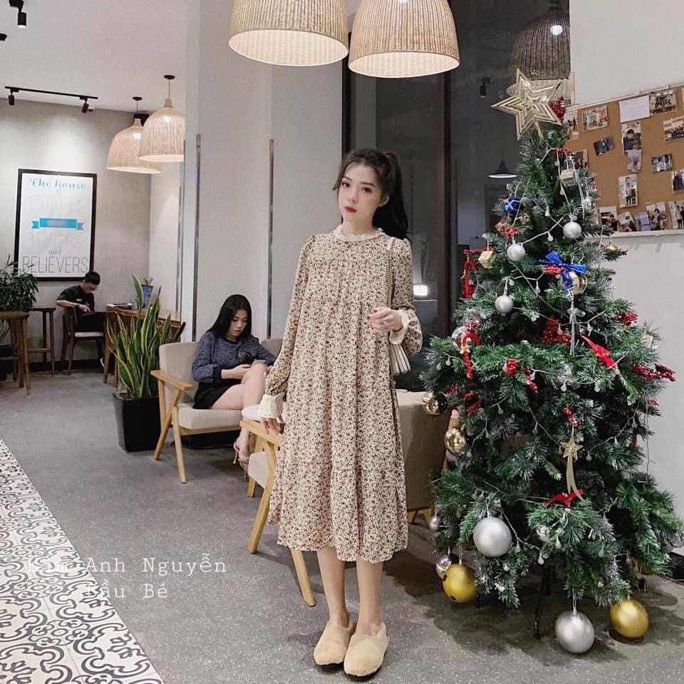 Váy Bầu Hoa Nhí Tay Phối Ren HD4805 Honey Mommy