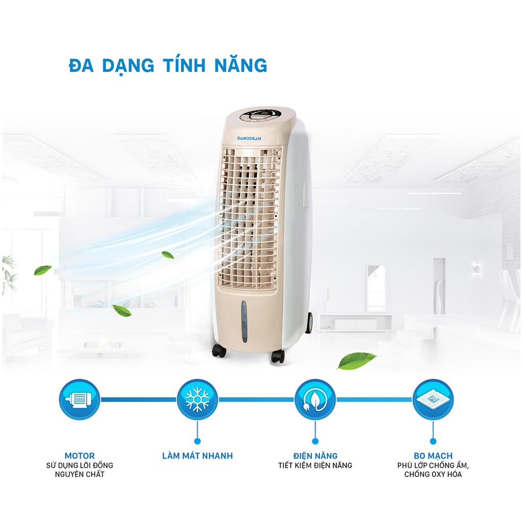 Máy làm mát không khí Daikiosan DKA-01500B - Lưu lượng gió 1,500 m³/h, hẹn giờ, điều khiển từ xa