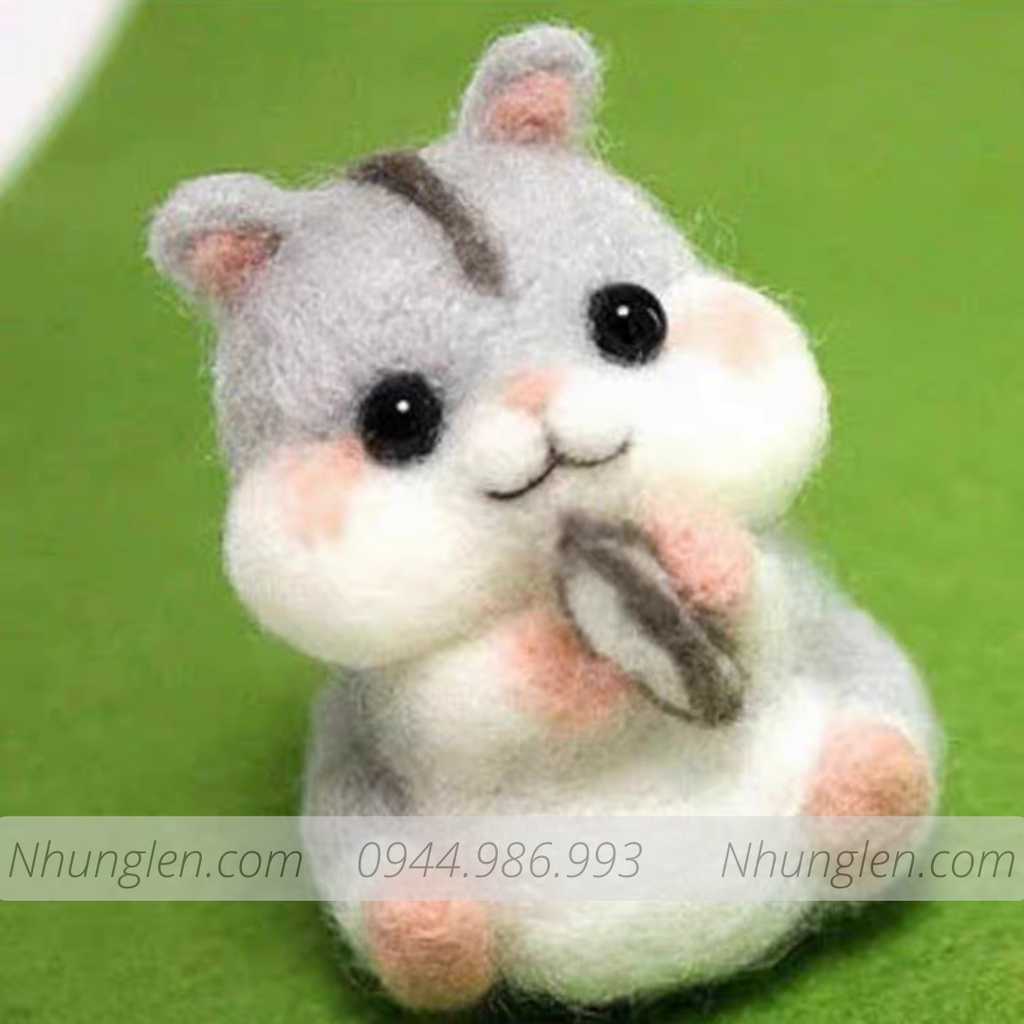 [Có hướng dẫn] KIT len chọc có hướng dẫn Hamster Hạt Dẻ - Quà Tặng, Trang trí cực đẹp - Needle Felt