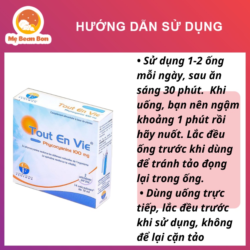 Tảo biển Pháp Tout En Vie kèm vitamin C 100mg 14ốngx15ml dạng nước giúp chăm sóc da tốt cho huyết áp tim mạch tiểu đương