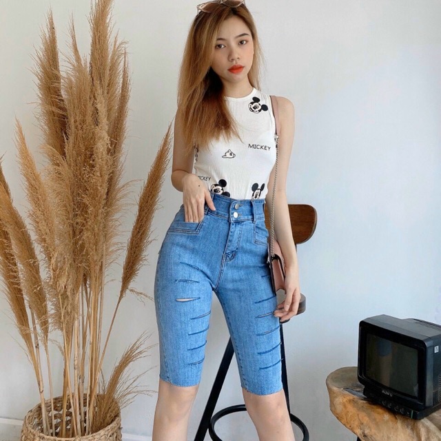 Quần jean ngố rách co giãn mạnh chất đẹp( kèm ảnh thật ảnh cuối)