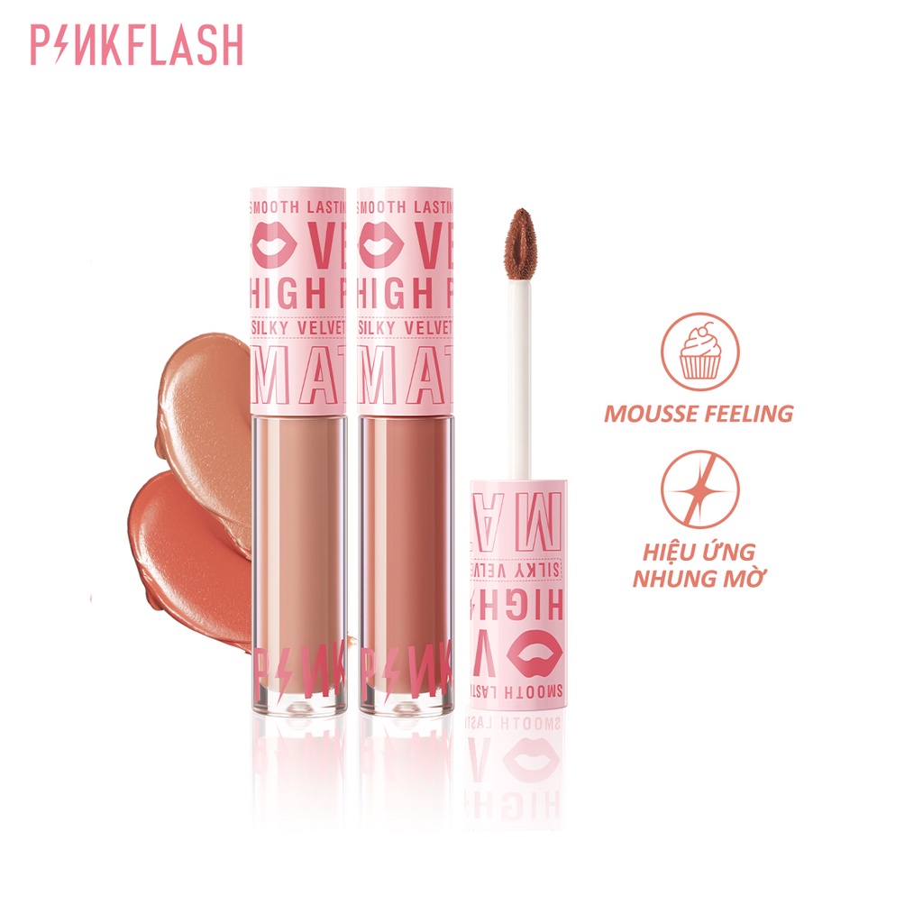 Bộ 2 Son Lì PINKFLASH Mịn Như Nhung Lụa Lên Màu Cao Lâu Trôi Không Khô