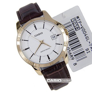 Hot đồng hồ nam casio mtp-v004gl-7audf chính hãng - dây da - viền mạ vàng chinh hãng