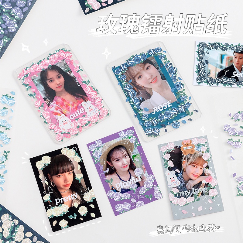 Sticker hoa hồng hologram trang trí toploader và sổ tay xinh xắn | BST133