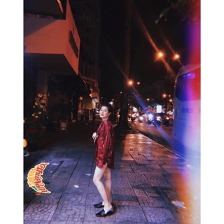 Áo lụa đỏ zara auth