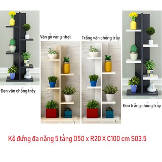 Kệ Sách Đứng - Kệ Để Chậu Cây - Kệ Đa Năng 5 Tầng Hàng Cao Cấp Vân Gỗ Chống Trầy.