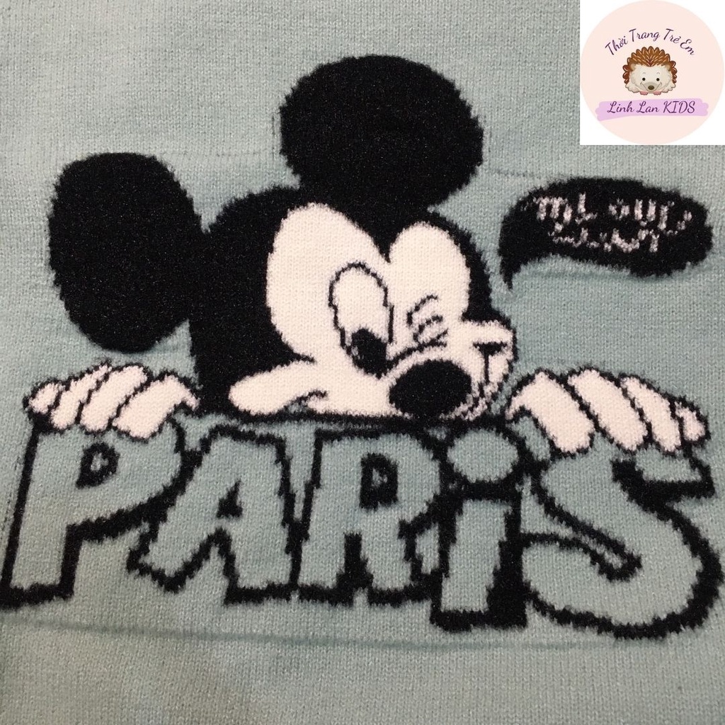 Áo gile len Mickey Paris kết hợp áo sơ mi phong cách Hàn quốc cho bé trai bé gái từ 11-23kg