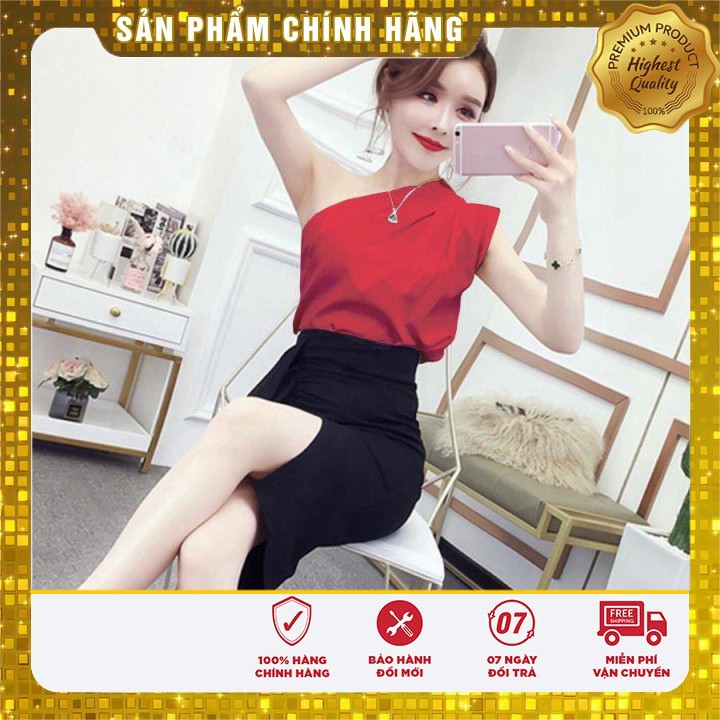 🌸 1122A15B1 Áo kiểu nữ hở vai 1 bên siêu sang chảnh, vải phi bóng mềm tuyệt đẹp 🌸