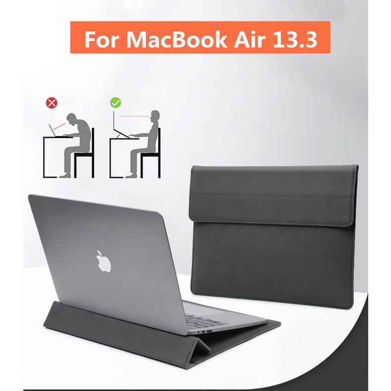Túi Da PU Mỏng Đựng Laptop MacBook Air 13.3 inch Chống Thấm Nước Kèm Chân Đế Cho MacBook Air/Pro 13.3 inch
