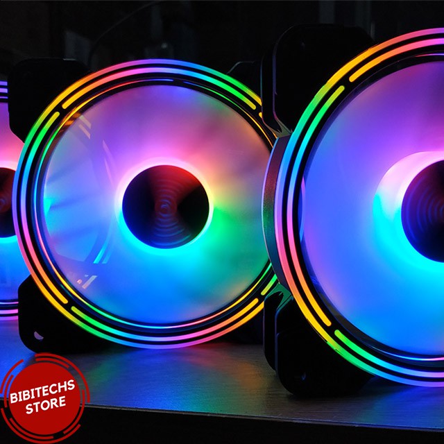 [Siêu đẹp] Quạt tản nhiệt coolmoon K2, fan case led rgb tự động chạy cắm trực tiếp, 12cm - BiBiTechs