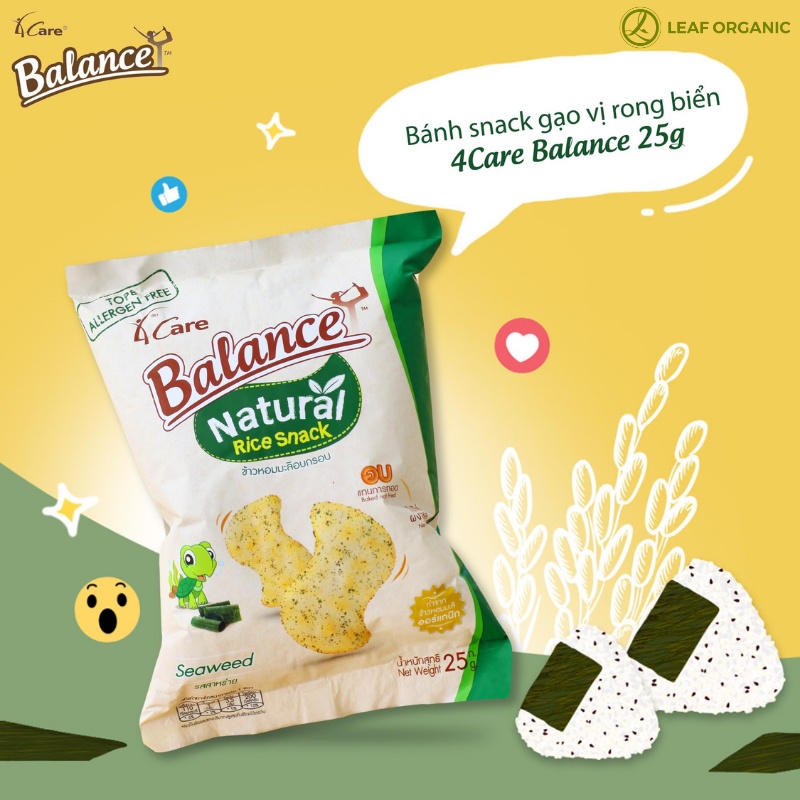 BÁNH SNACK GẠO HỮU CƠ 4CARE BALANCE 25G (Vị BBQ/ Truyền thống/ Rong biển)