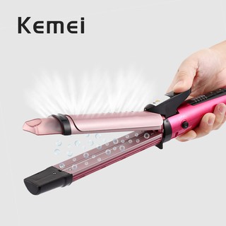 Máy Uốn Duỗi Tóc 2 in 1 Sử Dụng Hơi Nước Có Chỉnh Nhiệt Kemei Km 8833