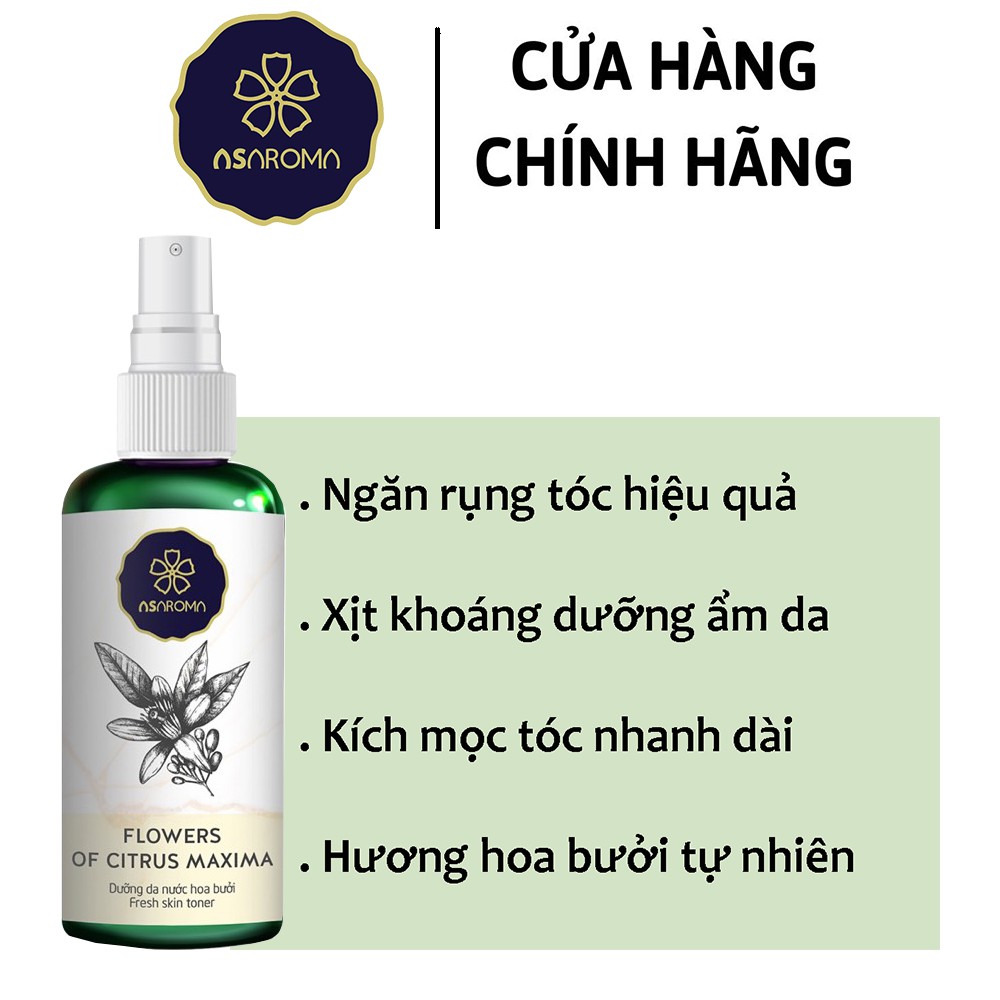 Xịt Mọc Tóc Tinh Chất Hoa Bưởi Asaroma Dưỡng Tóc Dày và Dài Ngăn Rụng Sau Sinh 100ml