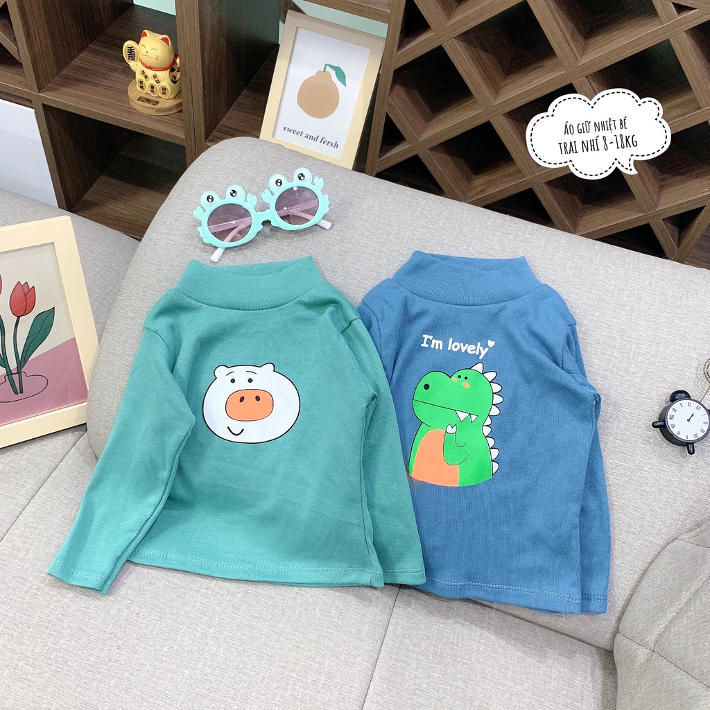 Combo bán sỉ 5 áo giữ nhiệt cổ 3 phân cho bé trai 8-18kg