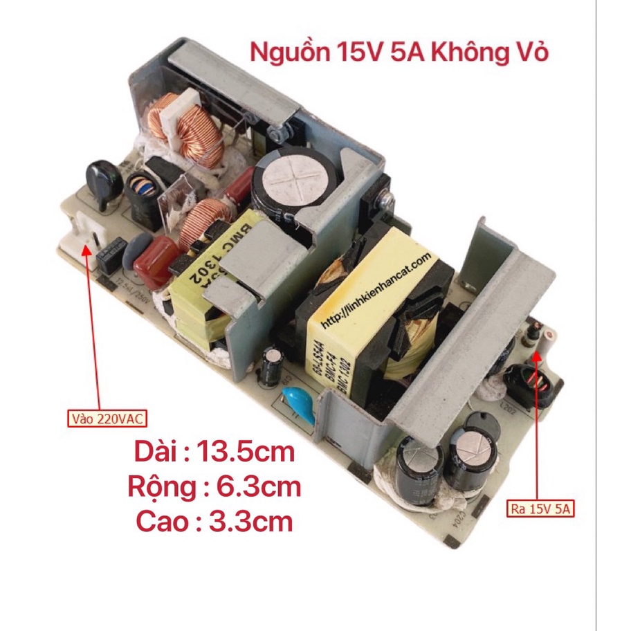 Nguồn 15V 5A Không Vỏ Tháo Máy