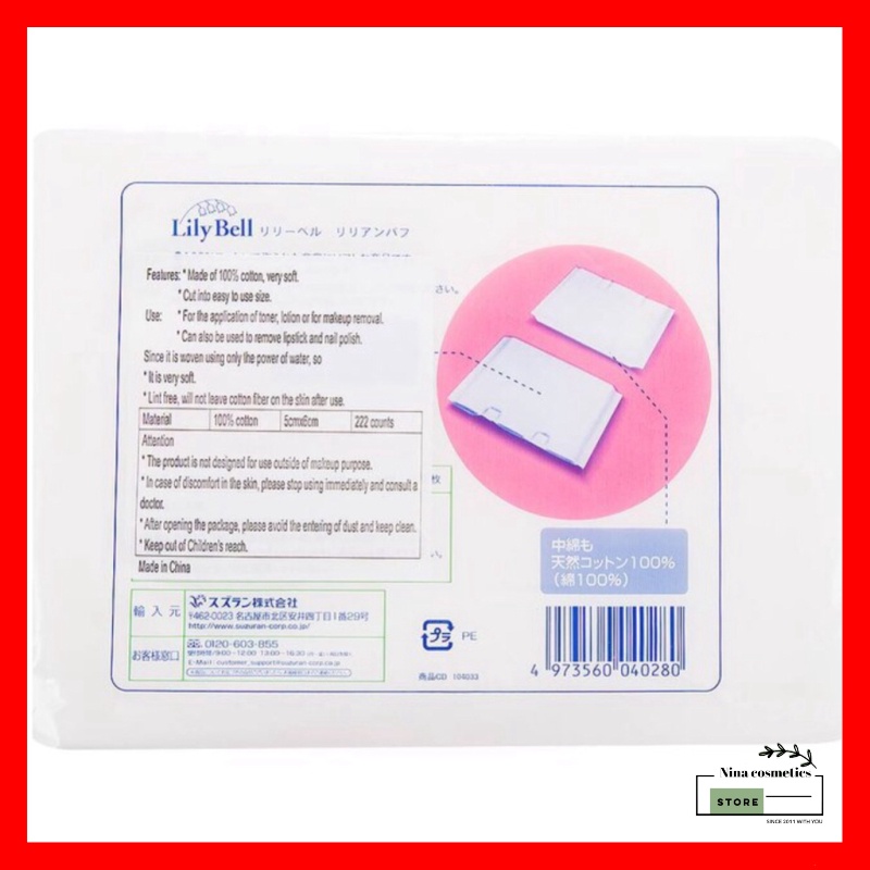 Bông Tẩy Trang Lily Bell Suzuran Nhật Bản 222 Miếng