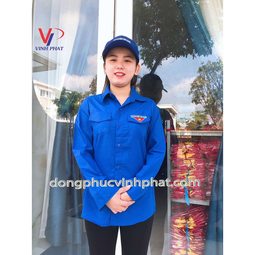 Áo Sơ Mi Đoàn Thanh Niên Nam Nữ Tay Dài Logo Thêu chất đẹp - VĨNH PHÁT