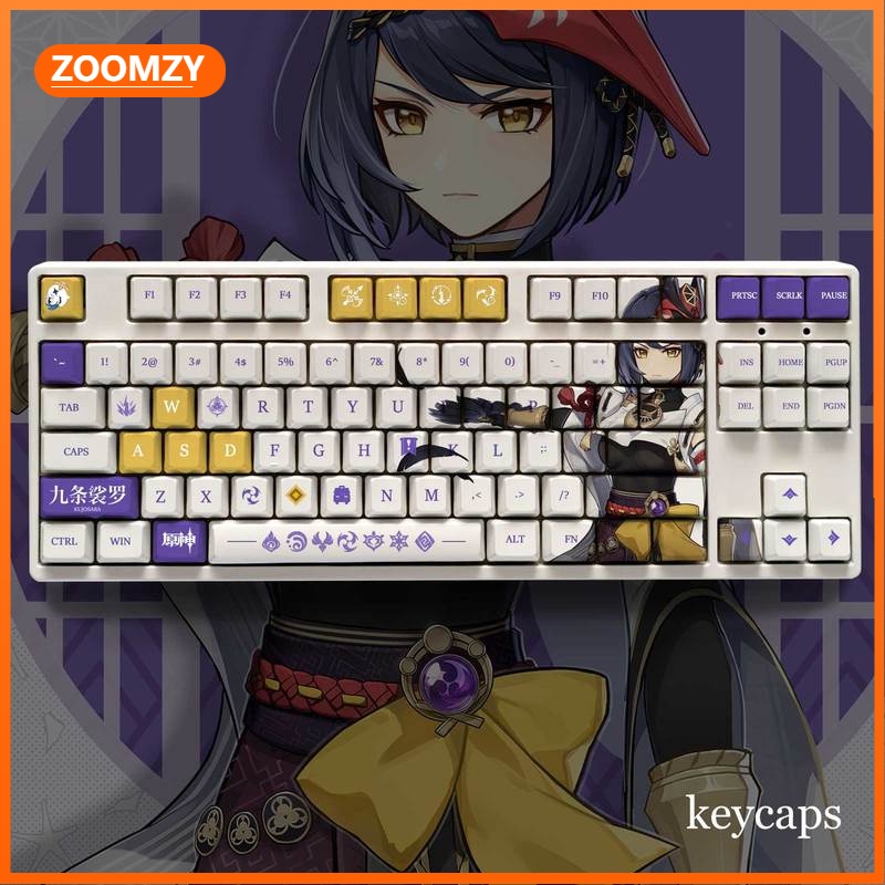 Kujo Sara Keycap Genshin Impact Keycap Hồ sơ OEM PBT Thuốc nhuộm thăng hoa Bàn phím cơ học Keycap Anime Cá nhân hóa Keycap 108 phím