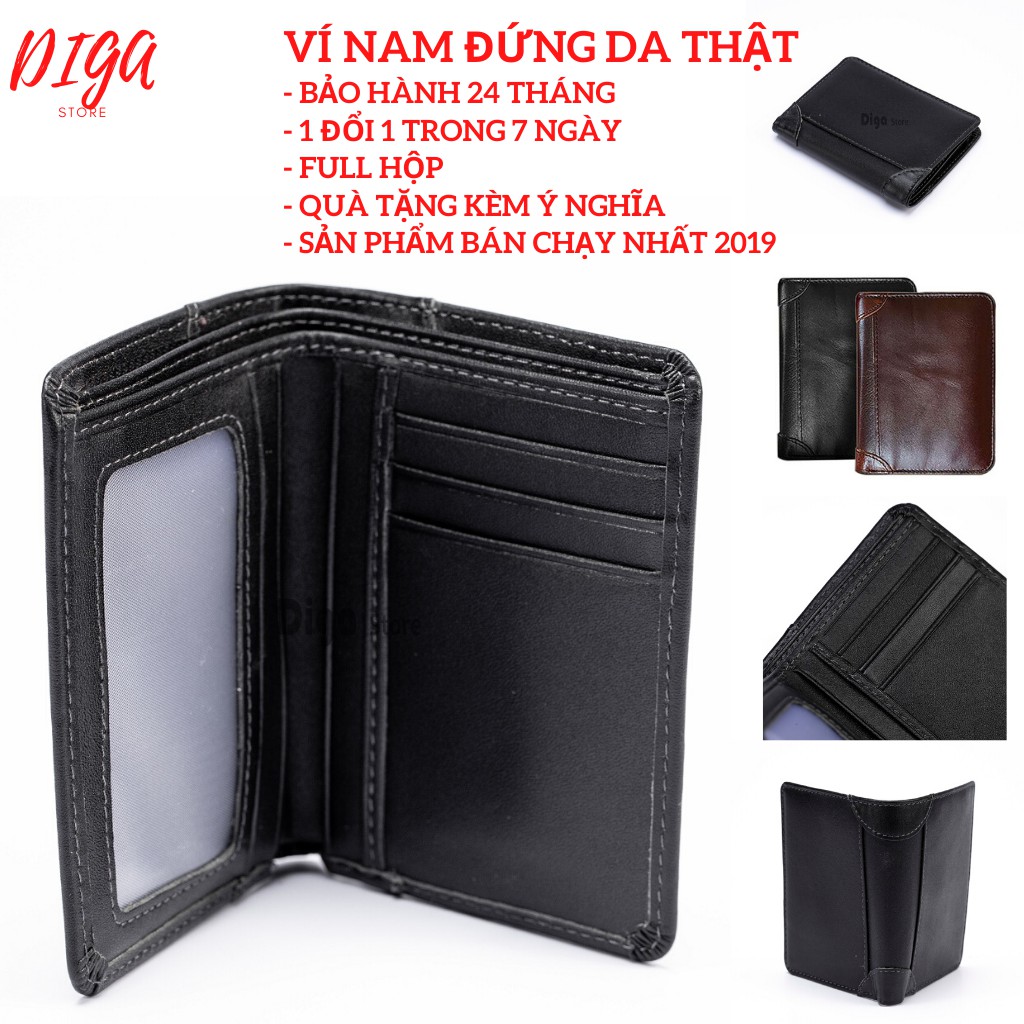 Ví Nam Đứng 𝑭𝑹𝑬𝑬𝑺𝑯𝑰𝑷  Ví Da Nam - Hàng VNXK Cao Cấp - Da Thật, Full Box, BH 2 Năm, Có Ngăn Khóa- VD65