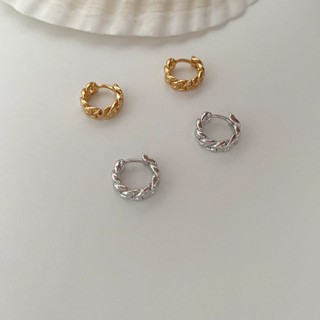 Khuyên tai bấm xoắn tròn Modleaf One touch chain earrings phong cách Hàn Quốc