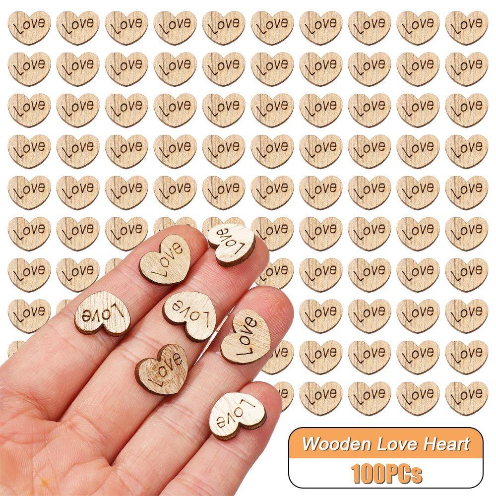 Set 100 Miếng Gỗ Hình Trái Tim Trang Trí Tiệc Cưới / Valentine