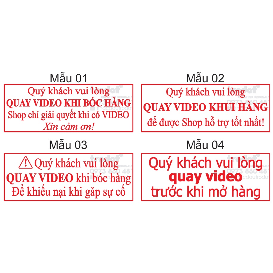 Con dấu Quay Video trước khi mở hàng