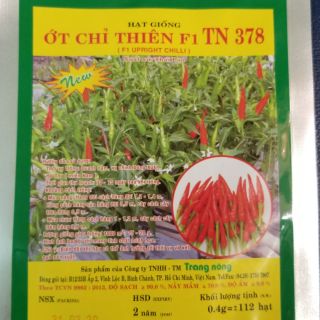 HẠT GIỐNG ỚT CHỈ THIÊN F1 TN378 GÓI 0.4GR ~140H