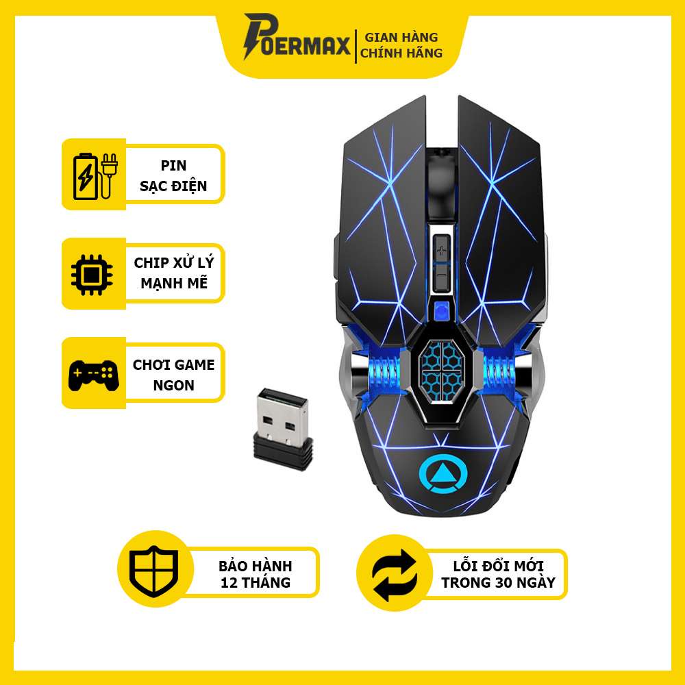 Chuột Máy Tính Không Dây Gaming Sạc Pin A7 Led RGB Click Không Gây Tiếng Ồn