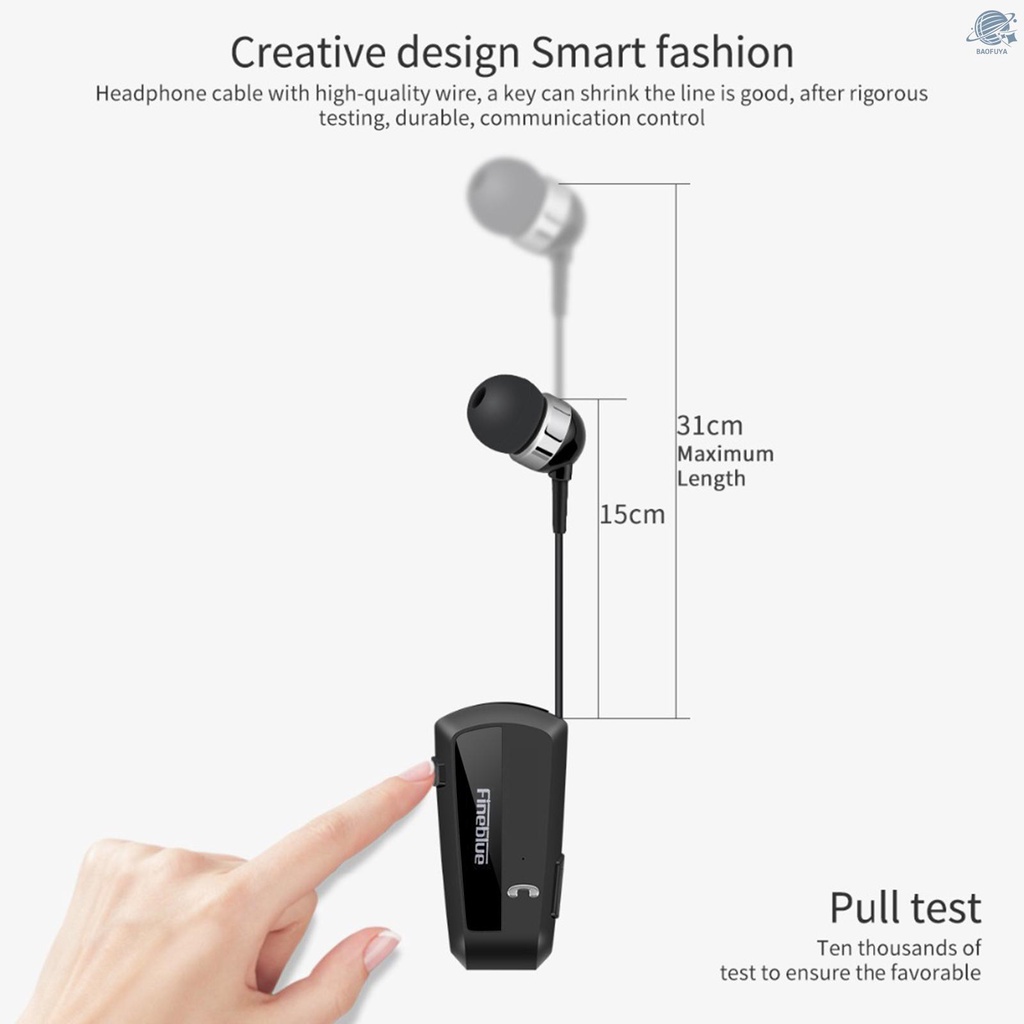 BF Fineblue F990 Wireless Business BT Headset in-Ear Retractable Earphone Hands-free Sport Driver Earphone Telescopic Clip on Stereo Earbud With Mic